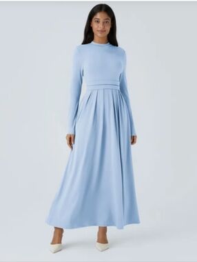 Light Blue Long Sleeve Maxi Dress